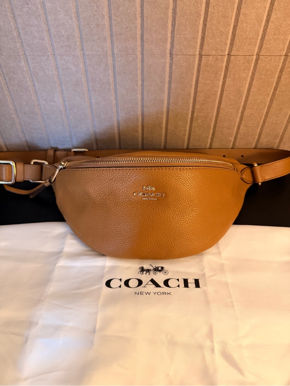 COACH Saddle Tan Pebbled Leather Belt Bag